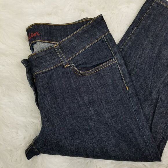 Boden Womens Size UK 10 US 6 Dark Wash Straight Leg Flap Pocket Capri Jeans - Picture 2 of 6